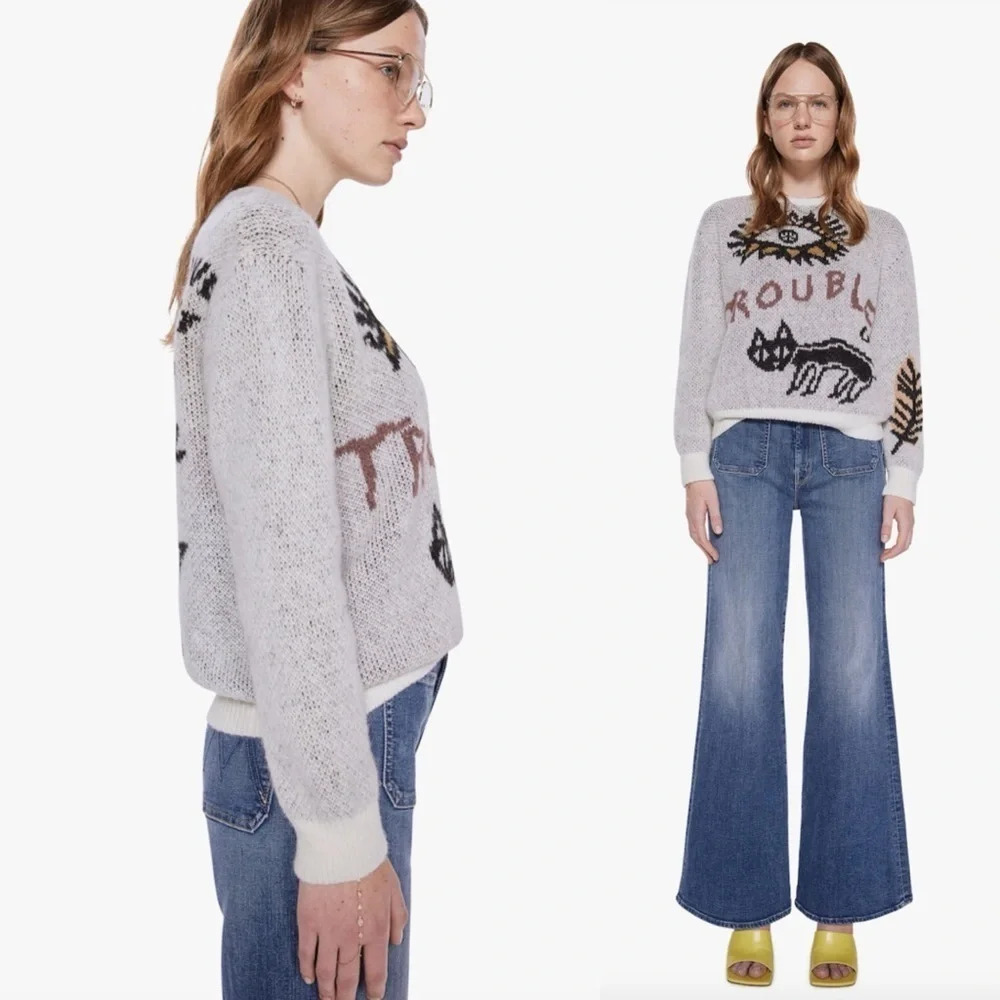 NWT - MOTHER The Jumper Printed Alpaca Crewneck Sweater - Picture 9 of 16